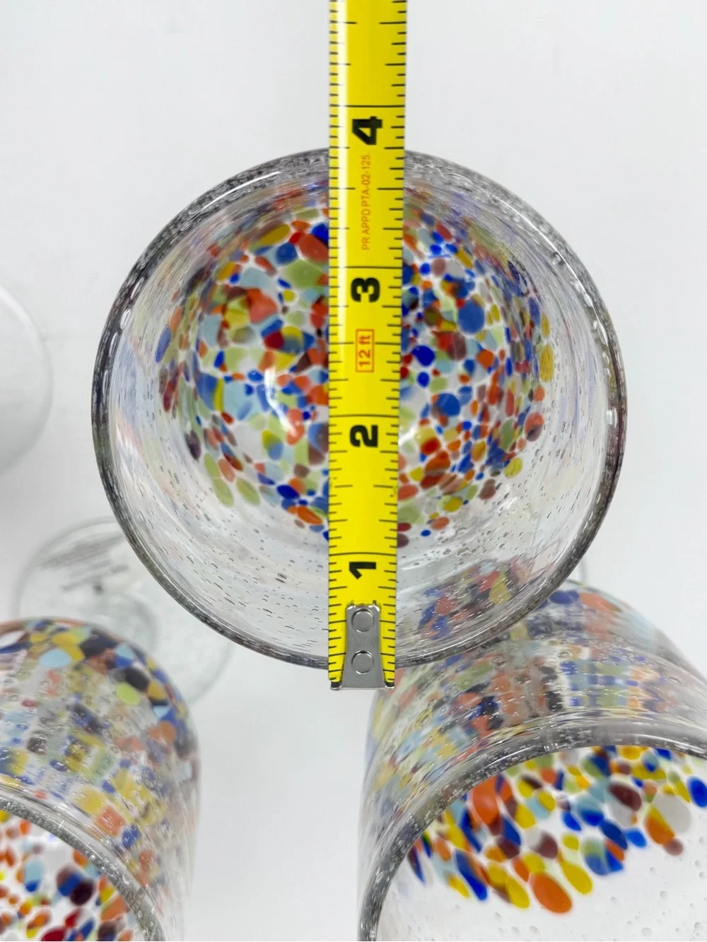 Hand Blown Confetti Glass Stemware Set of 4 Home Studio Baja Collection